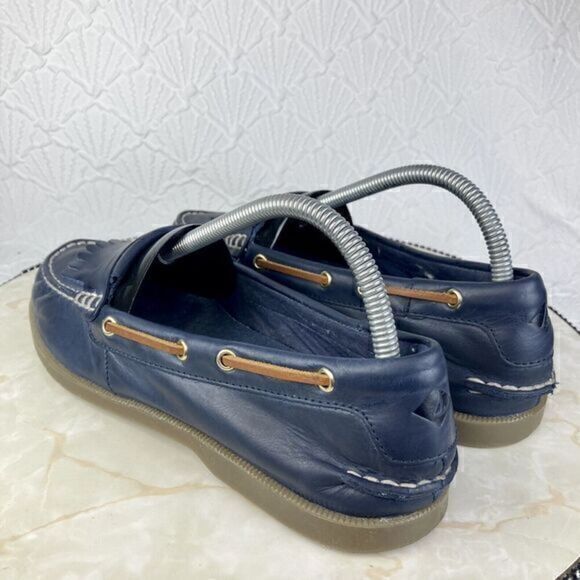 Sperry Top Sider Shoes Womens Size 9.5 Navy Blue Leather Conway Kiltie Loafers - Picture 7 of 12